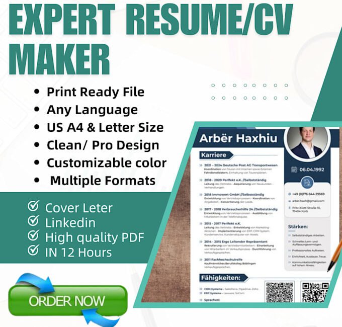 I will design resume and rewrite your cv as a professional CV maker