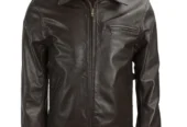 Half Belt Classic Brown Leather Jacket