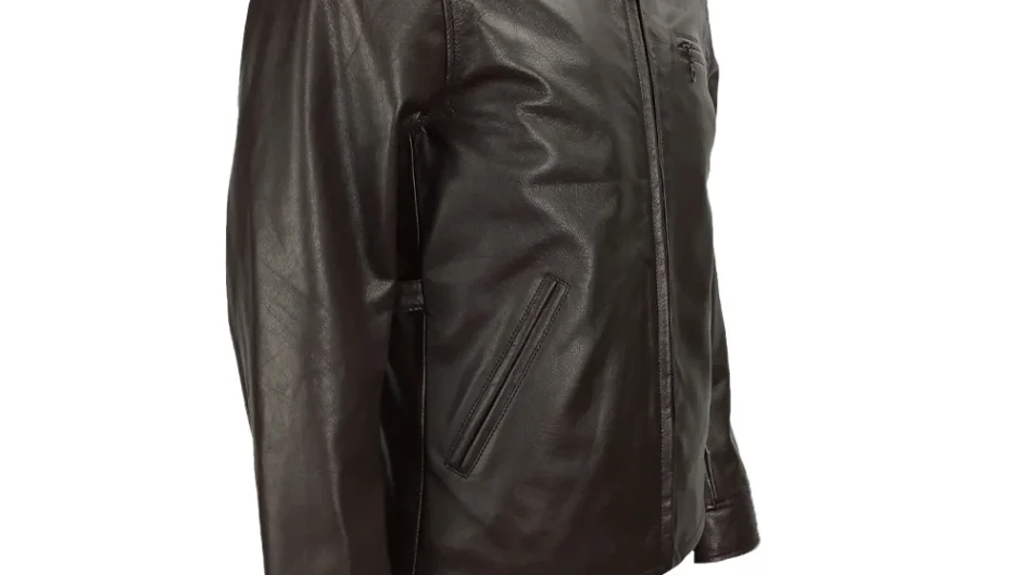 Half Belt Classic Brown Leather Jacket