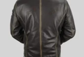 Dark Brown Distressed Leather Jacket Mens