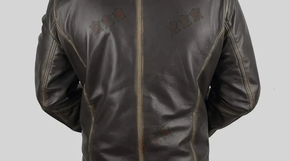 Dark Brown Distressed Leather Jacket Mens