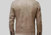 Men’s Biker Beige Leather Jacket