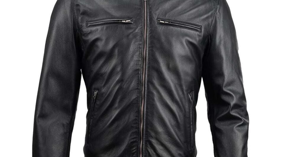 Carson Zip Up Black Leather Jacket For Men