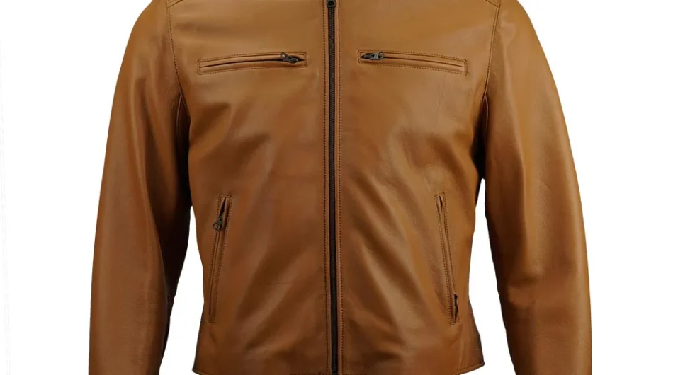 Carson Zip Up Tan Leather Jacket For Men