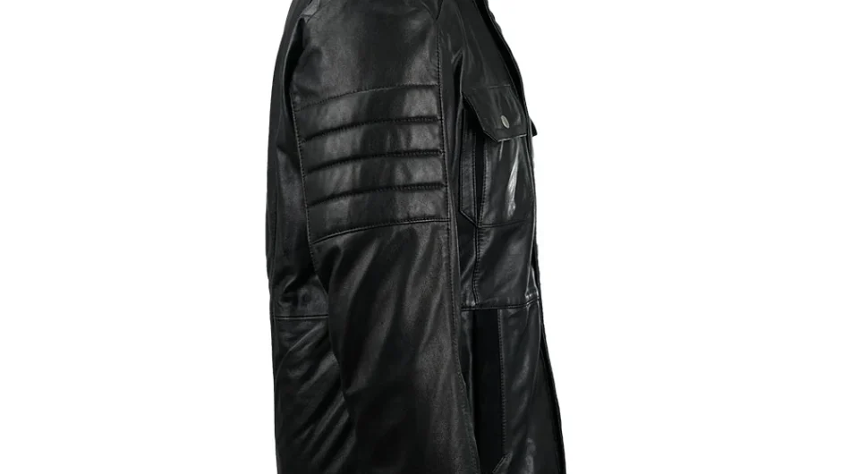 Men’s Clearance Black Biker Bomber Leather Jacket