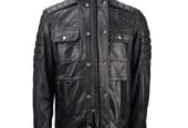 Men’s Clearance Black Biker Bomber Leather Jacket