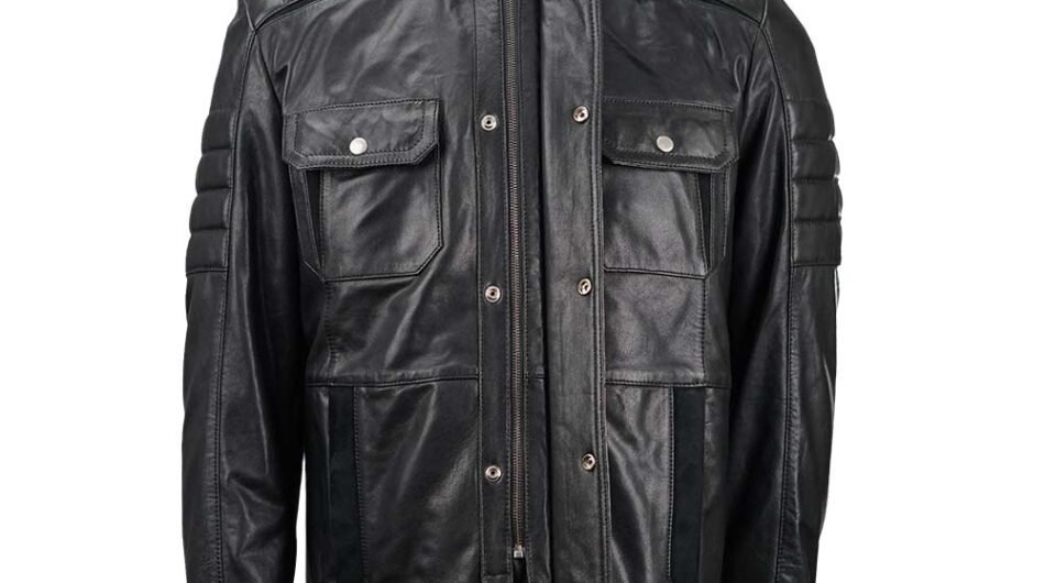 Men’s Clearance Black Biker Bomber Leather Jacket