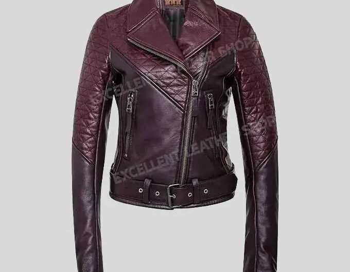 Two Tone Biker Jacket For Woman