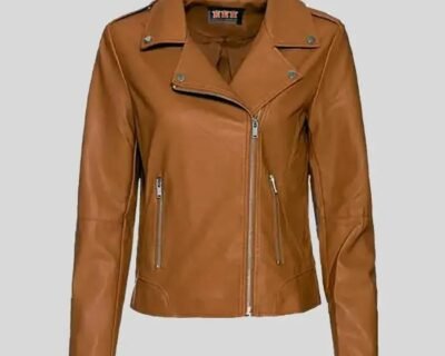 Woman-Brown-Moto-Leather-Jacket-1