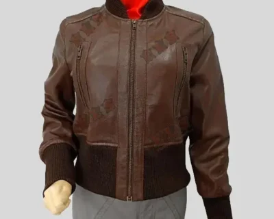 Womens-Bomber-Brown-Jacket