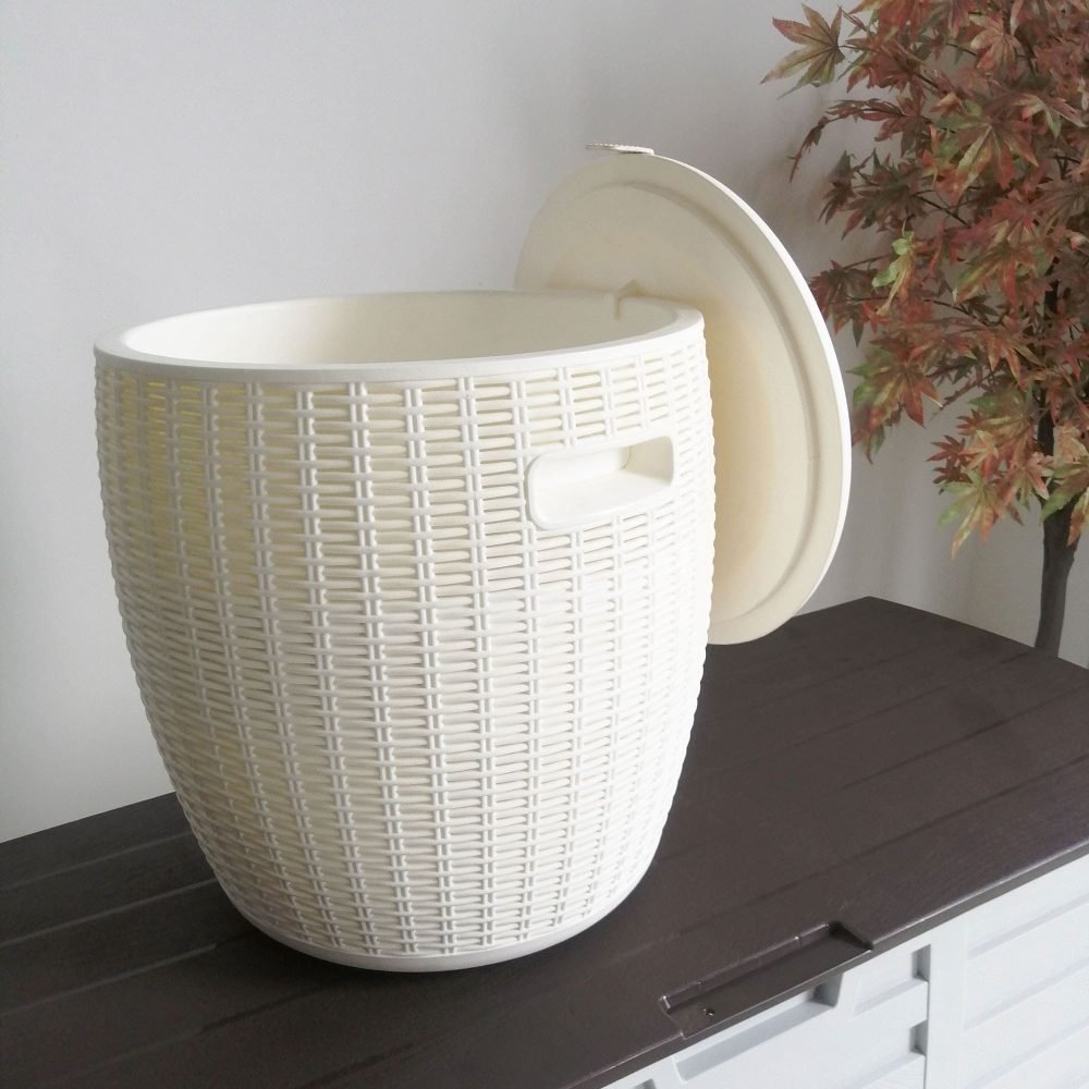 Stylish White Outdoor Bar Stool with Hidden Storage