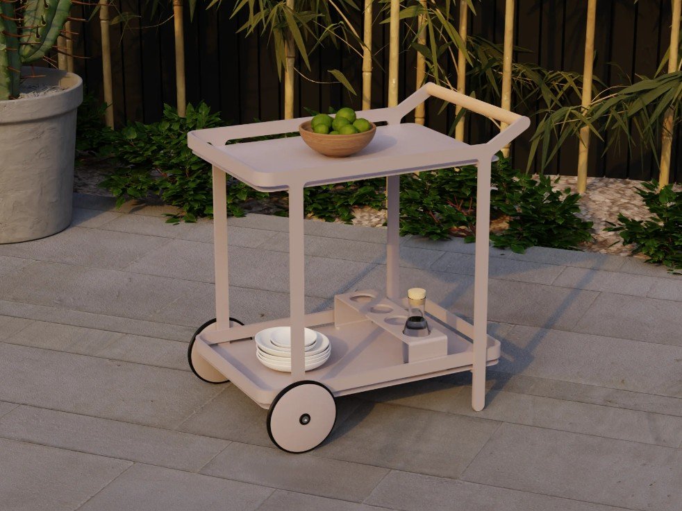 Stylish & Functional Imola Outdoor Bar Cart – Pale Pink Blush