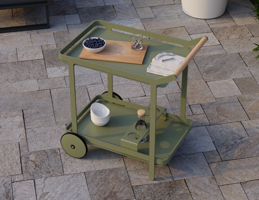 Elegant & Functional Imola Outdoor Bar Cart – Eucalyptus Green
