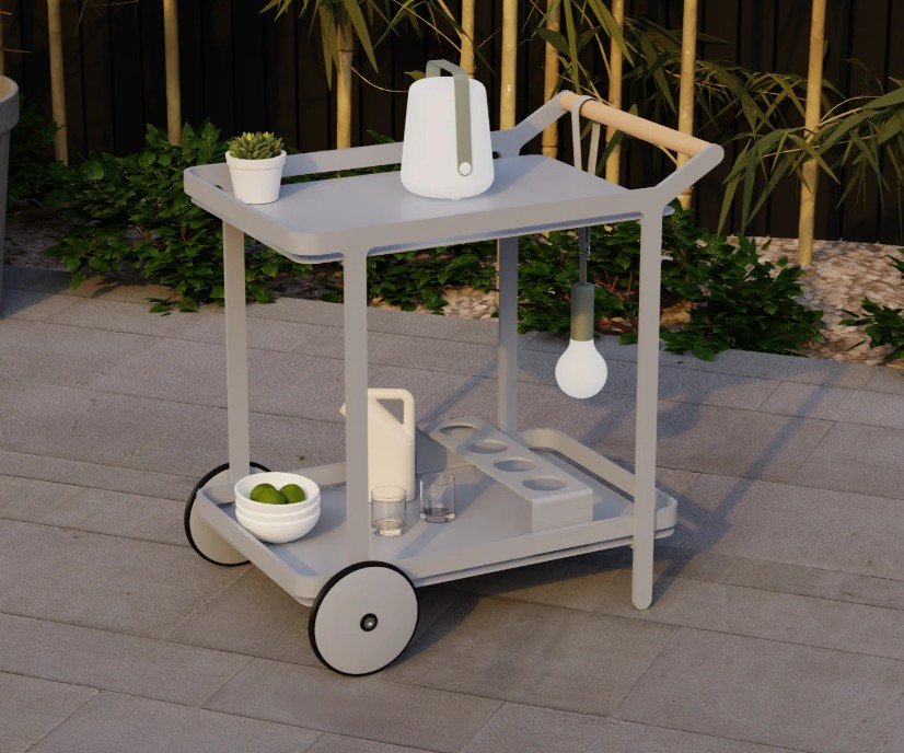 Elegant & Functional Imola Outdoor Bar Cart – Matt Silver Grey