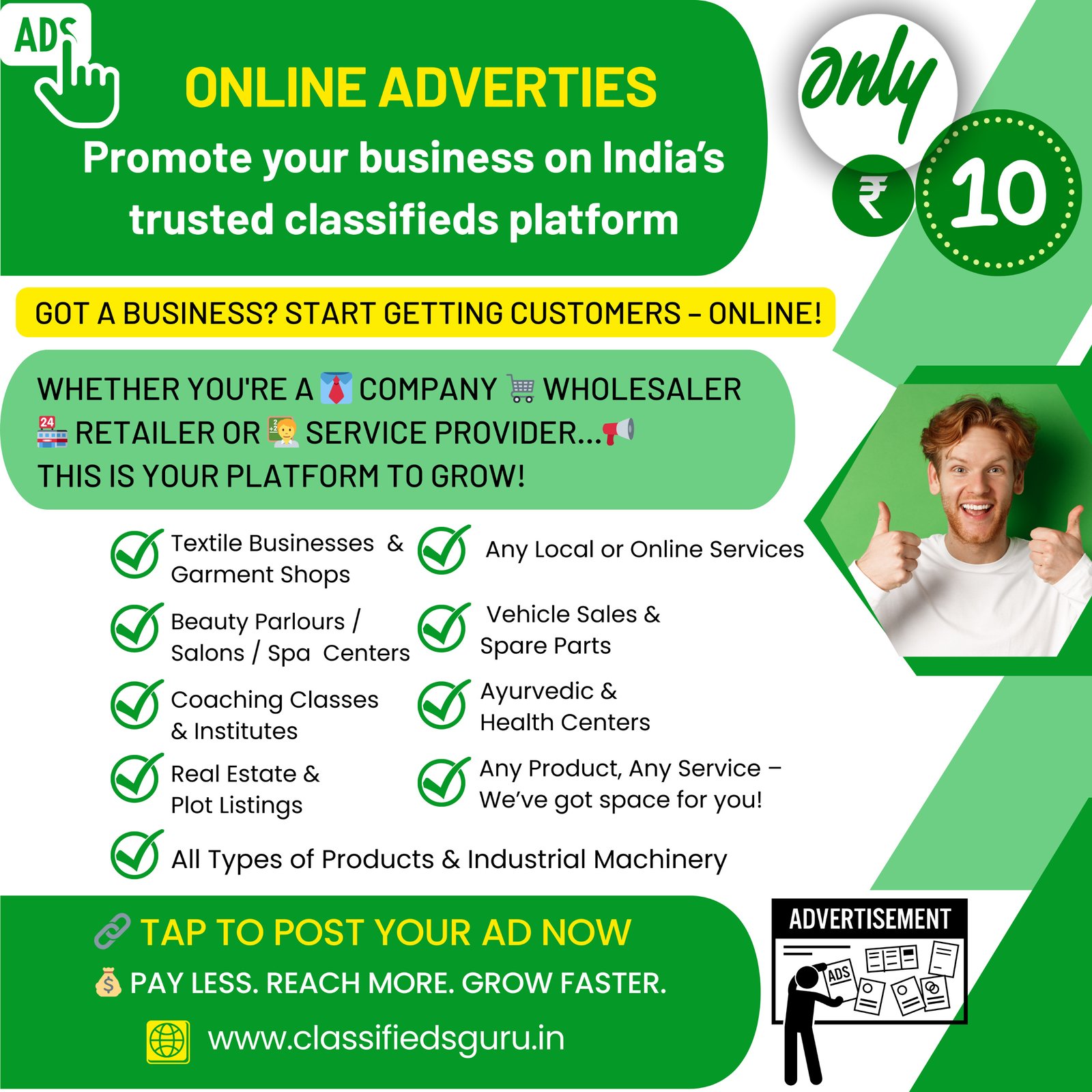 Post Premium Business Ads on India’s #1 Classifieds Platform – ClassifiedsGuru.in