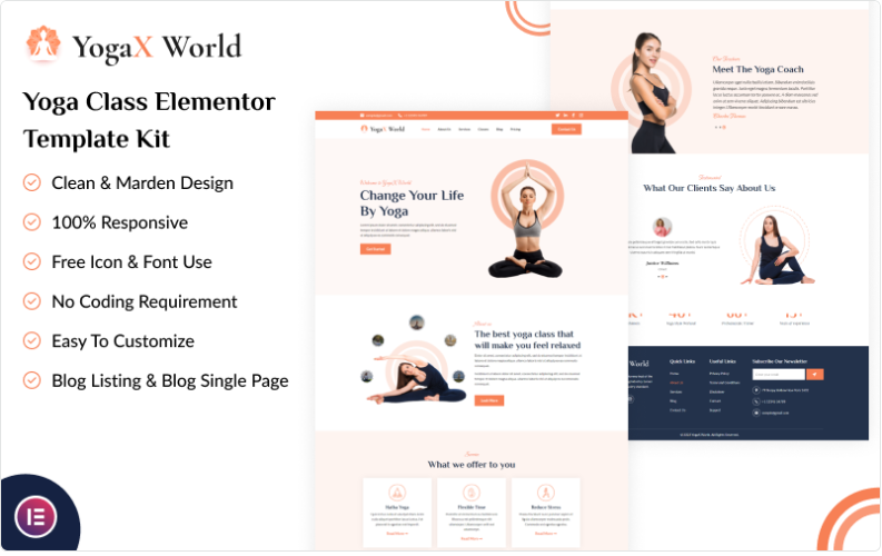 “YogaX World – Yoga Class Elementor Template Kit Elementor Kit “