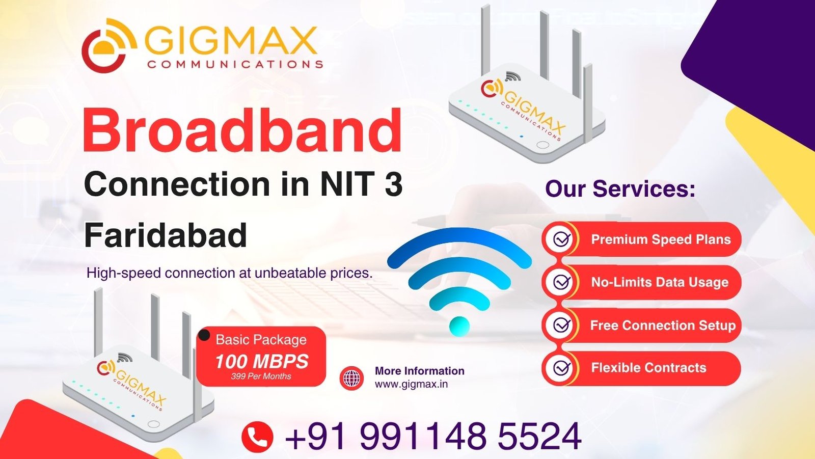 Top Internet Service Provider in NIT 3 Faridabad – High-Speed WiFi by Gigmax