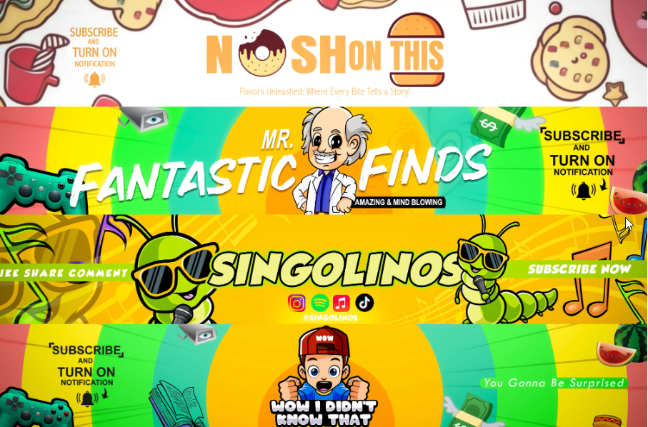 I will design an eye catching youtube banner and logo