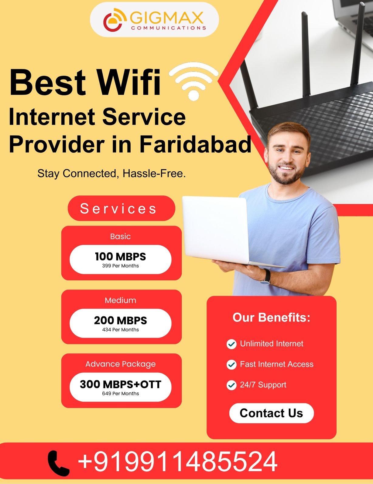 Best WiFi Connection Service Provider in Faridabad – Gigmax