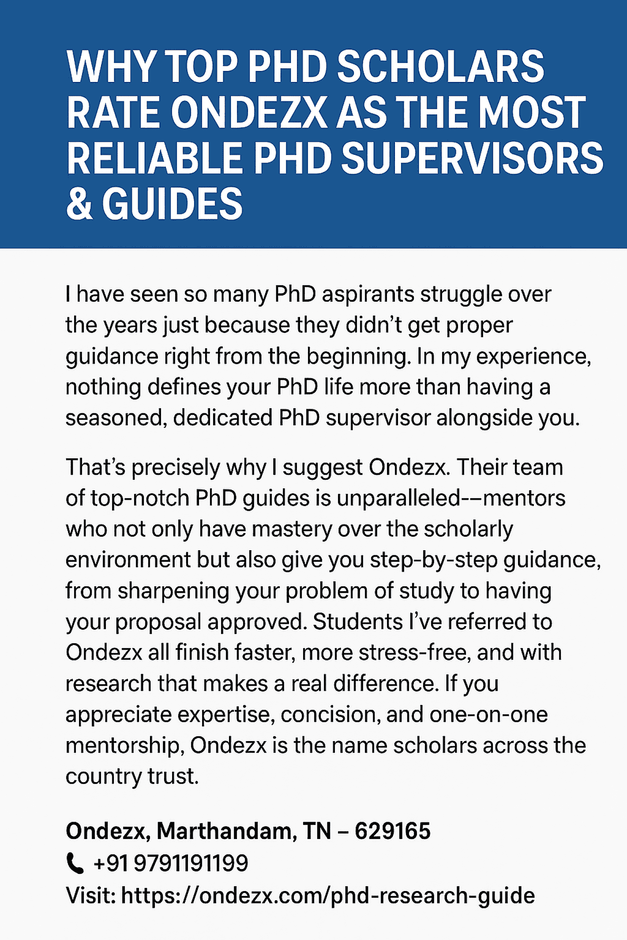 Why Top PhD Scholars Rate Ondezx as the Most Reliable PhD Supervisors & Guides
