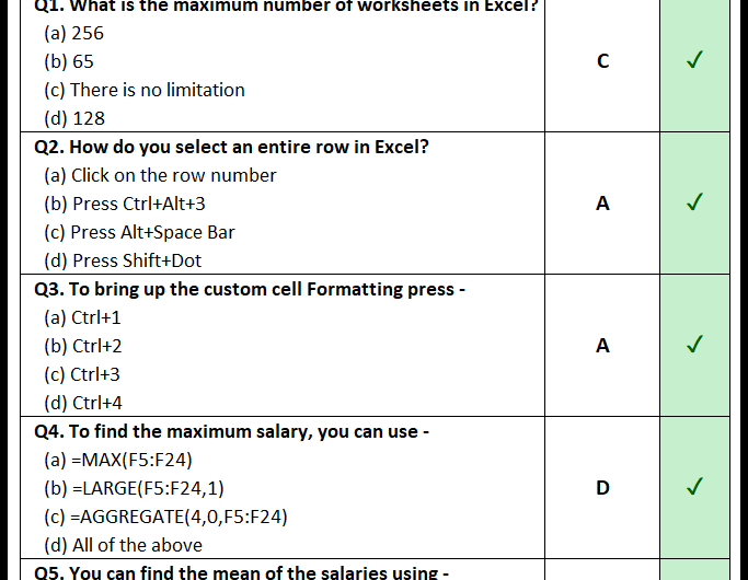 Top-100-MCQ-of-Excel-2