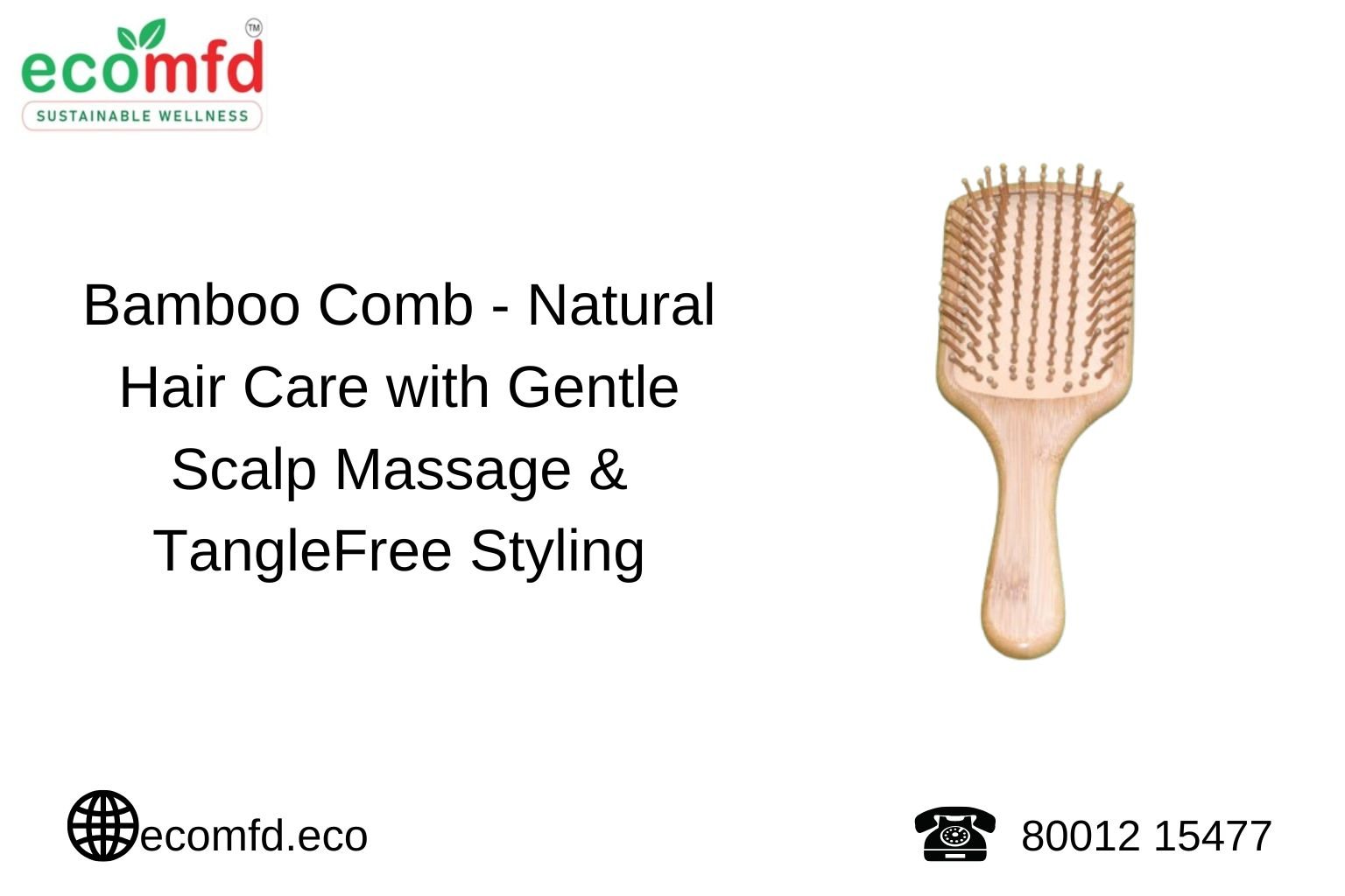 Bamboo Comb – Natural Hair Care with Gentle Scalp Massage & Tangle-Free Styling