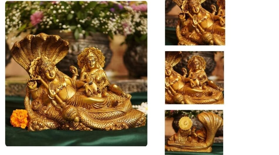 Brass-Vishnu-Lakshmi-Idol
