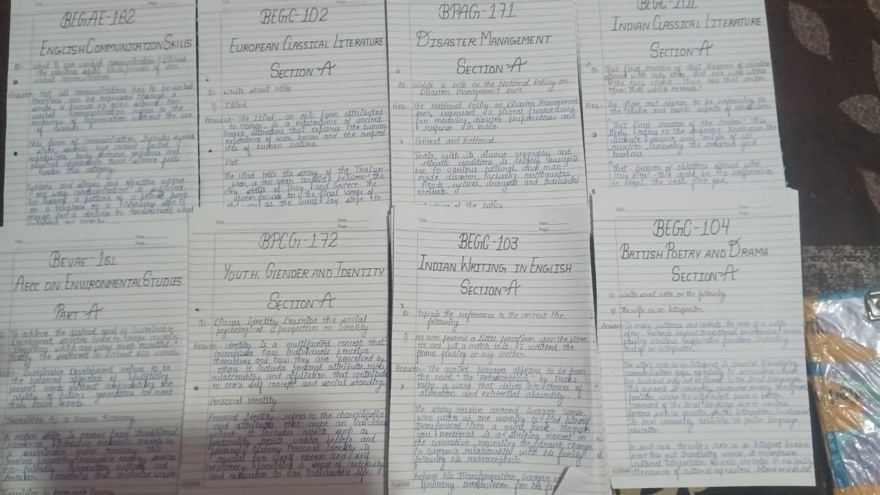 All the latest IGNOU Handwritten Assignments are available