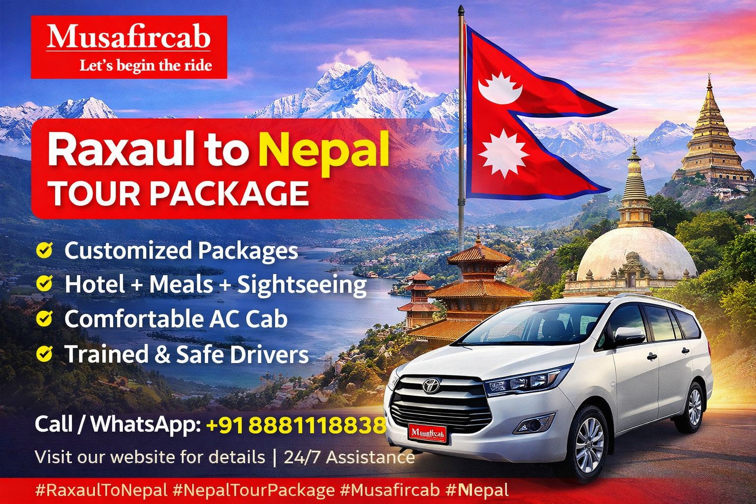 Experience the Beauty of Raxaul to Nepal Tour with Musafircab