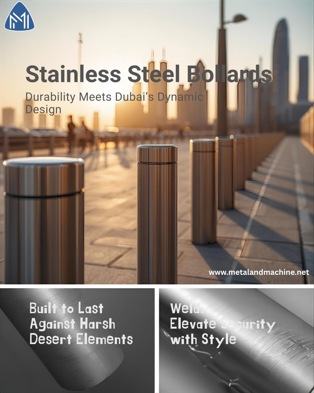 Modern Stainless Steel Bollard in Dubai for Smart City Projects