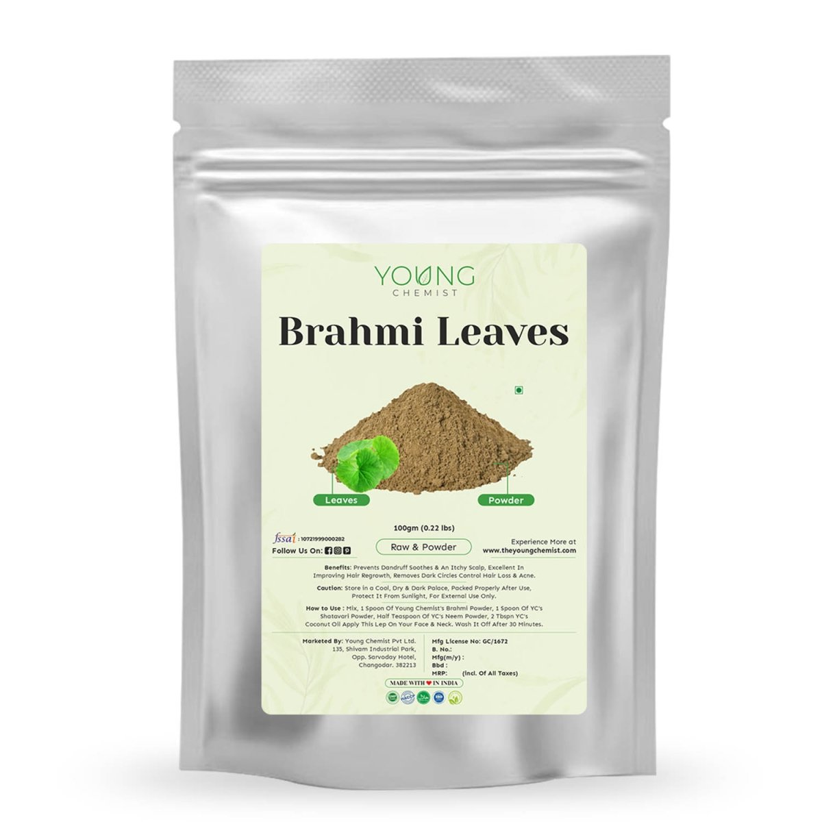 Brahmi Herbal Powder Natural Nervine Tonic for Calmness & Concentration