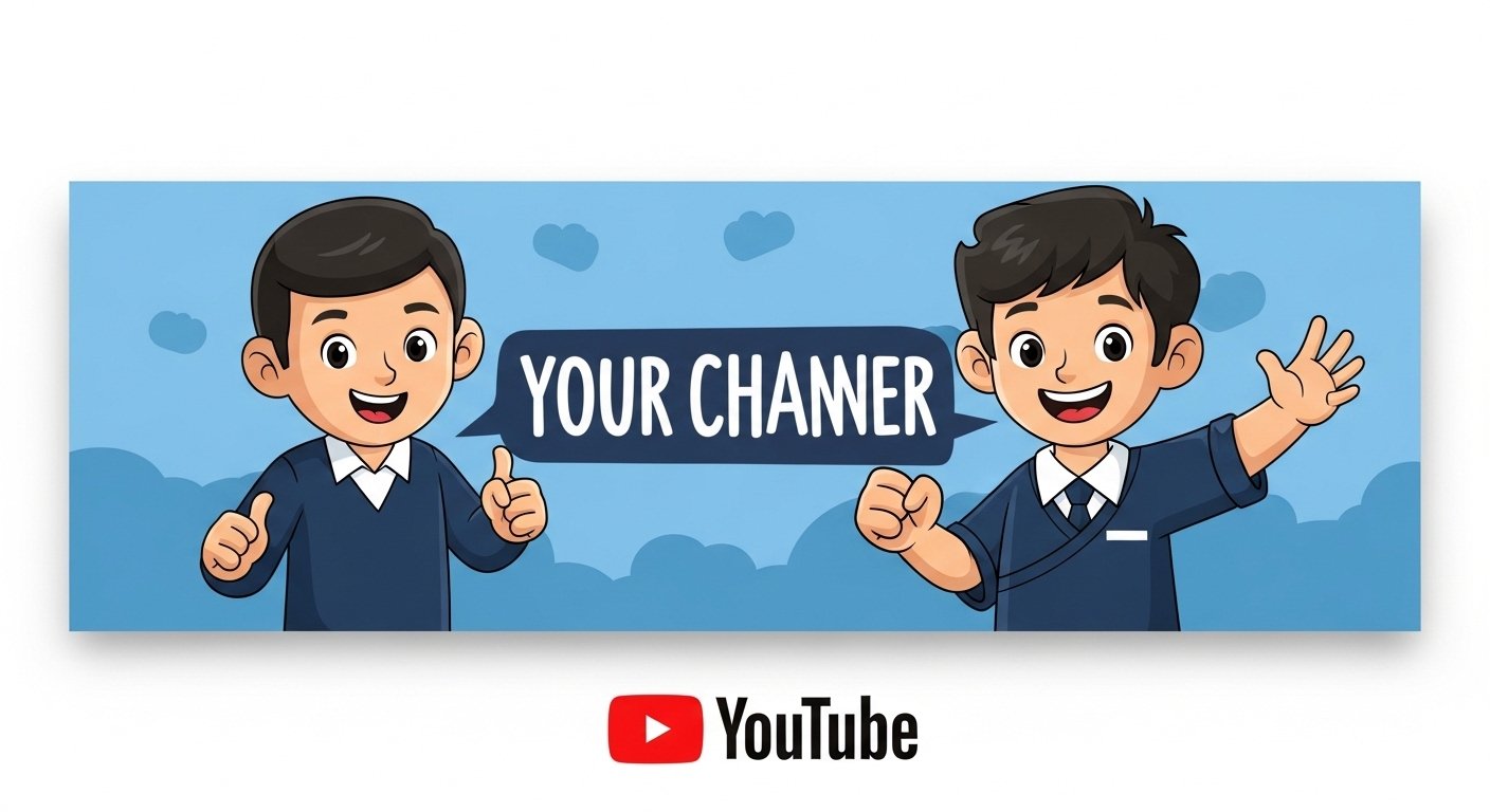 I will design cartoon banner for youtube channel in any style