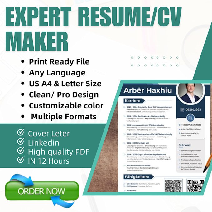 I Will Design Resume and Rewrite Your CV as a Professional CV Maker