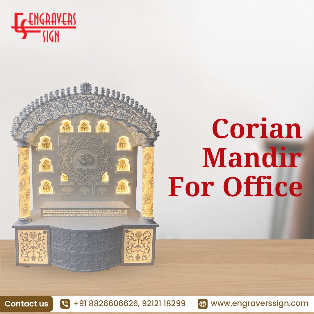 Corian Mandir for Office for Elegant and Peaceful Spaces