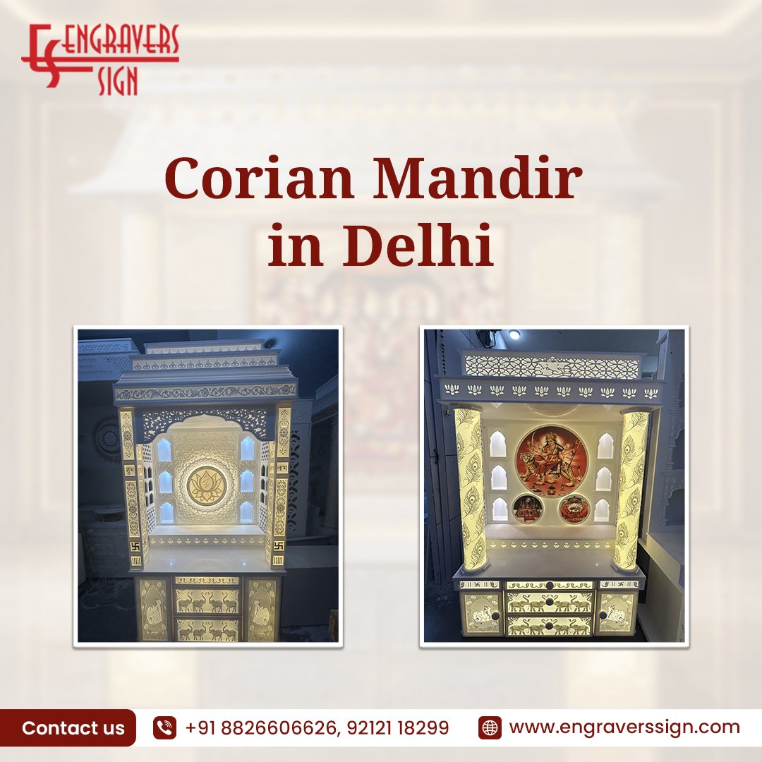 Corian Mandir in Delhi for Elegant and Modern Home Temples