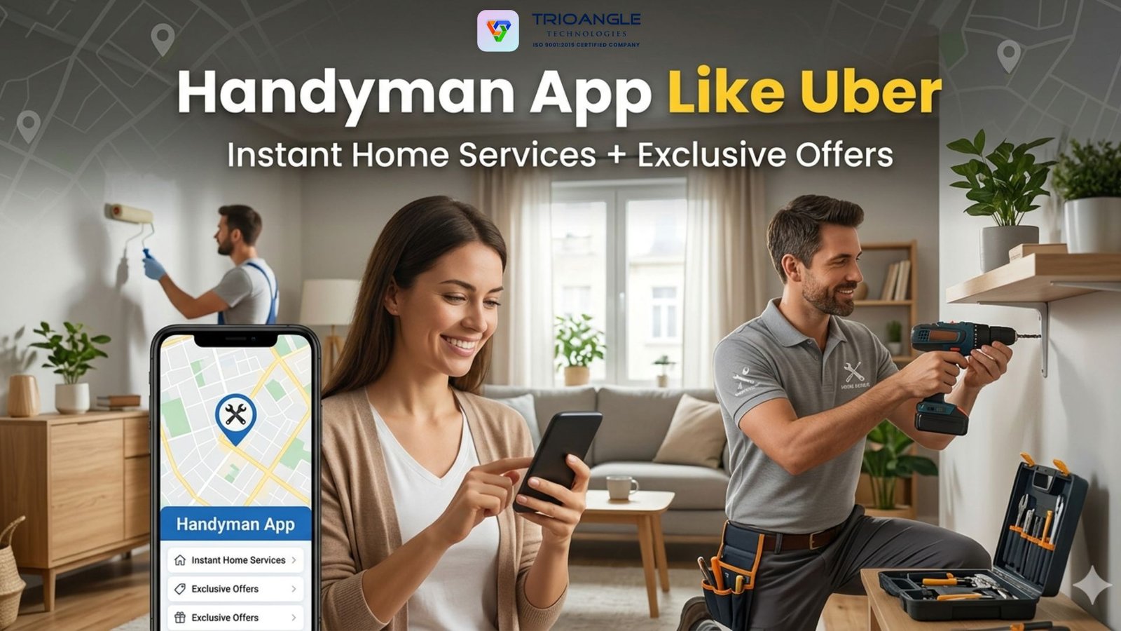 Handyman Booking App Like Uber | Instant Home Services + Exclusive Offers