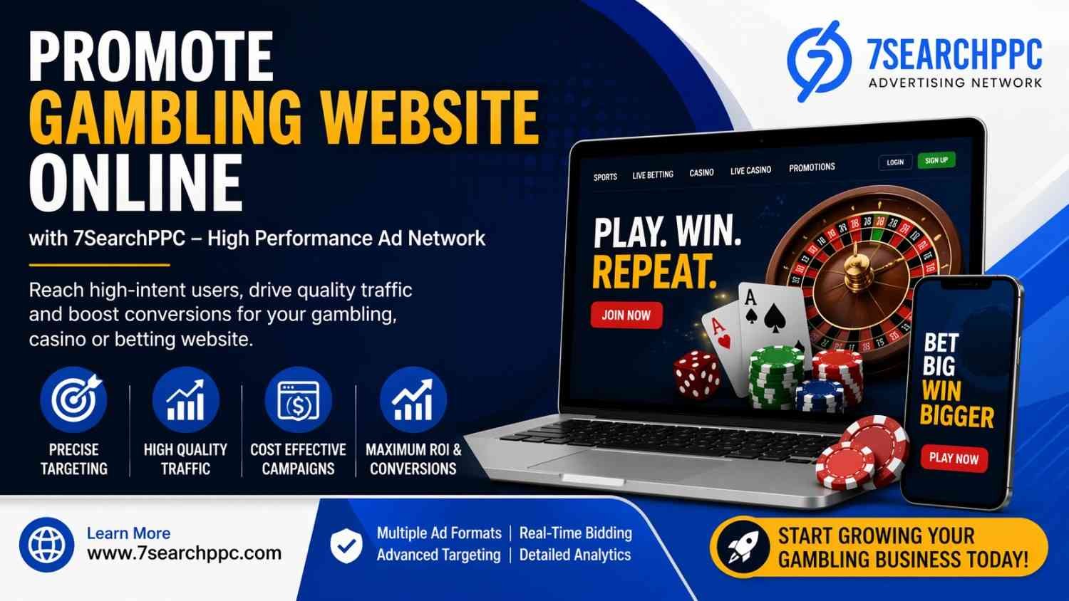 Scale & Promote Gambling Website Online with 7SearchPPC