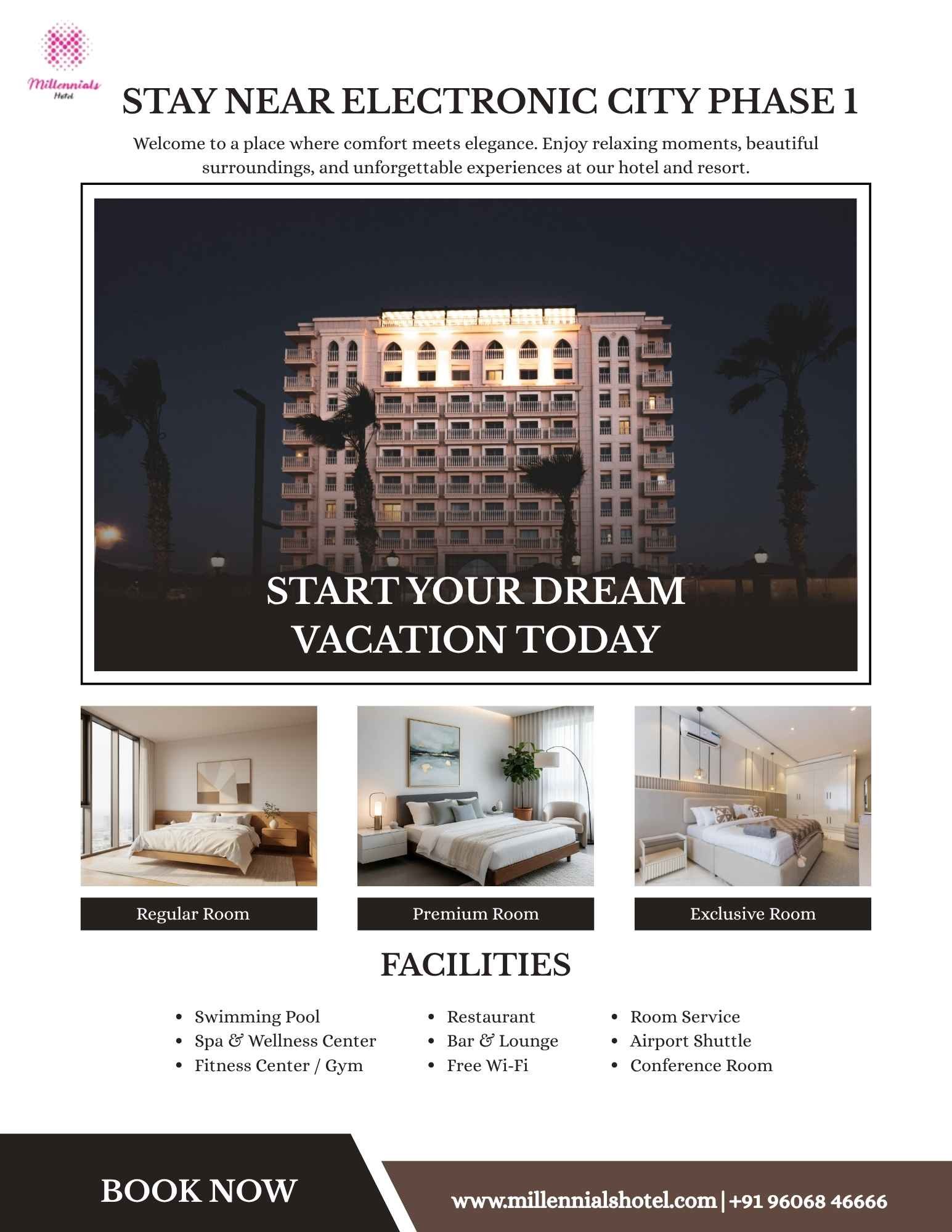 Stay Near Electronic City Phase 1: Millennials Hotel