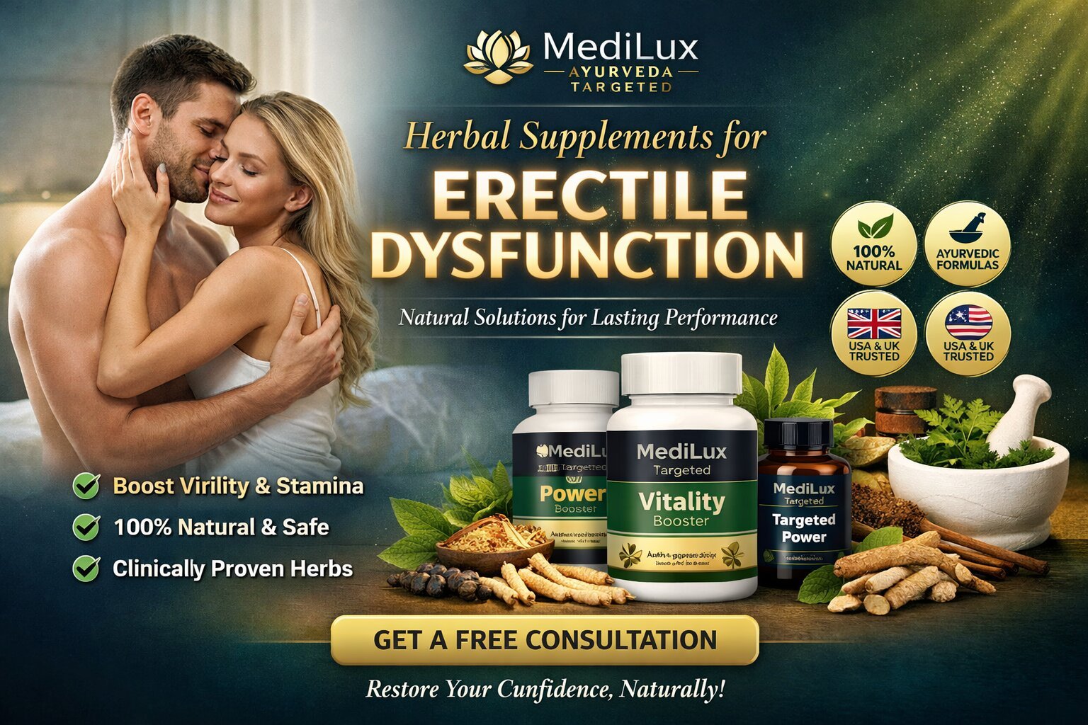 Herbal Supplements for Erectile Dysfunction | MediLux Ayurveda