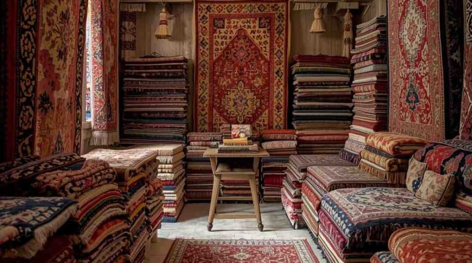 lucid-origin_Aesthetic_handmade_carpet_store_filled_with_vibrant_rugs_colorful_patterns_every-0-1