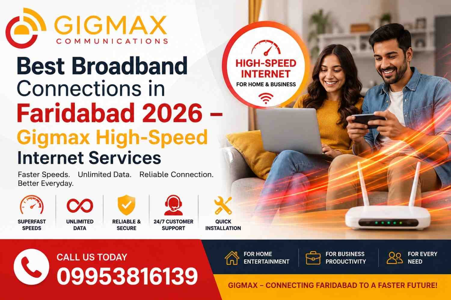 Best Broadband Connections in Faridabad 2026 – Gigmax High-Speed Internet Servic