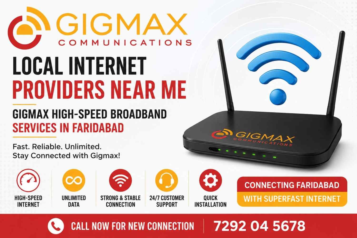 Local Internet Providers Near Me – Gigmax Speed Broadband Services in Faridabad