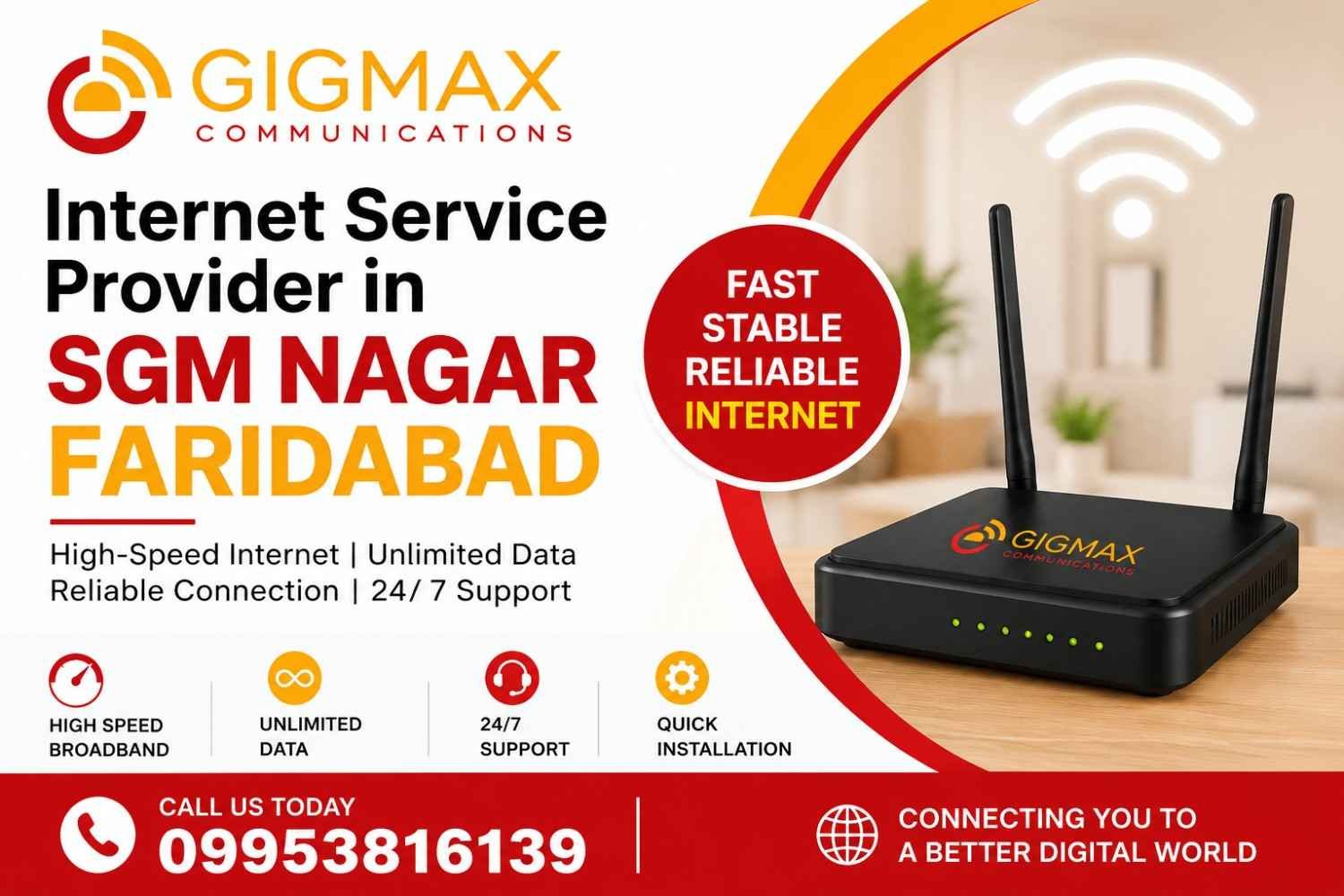 Gigmax Fiber Net – Trusted Internet Service Provider in SGM Nagar faridabad