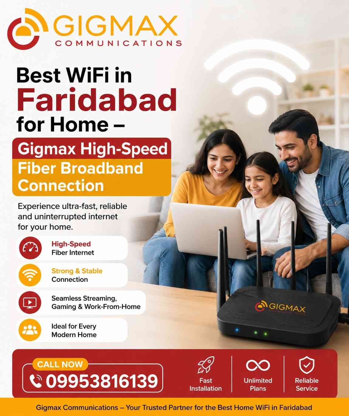 Best WiFi in Faridabad for Home – Gigmax Fiber Broadband Connection
