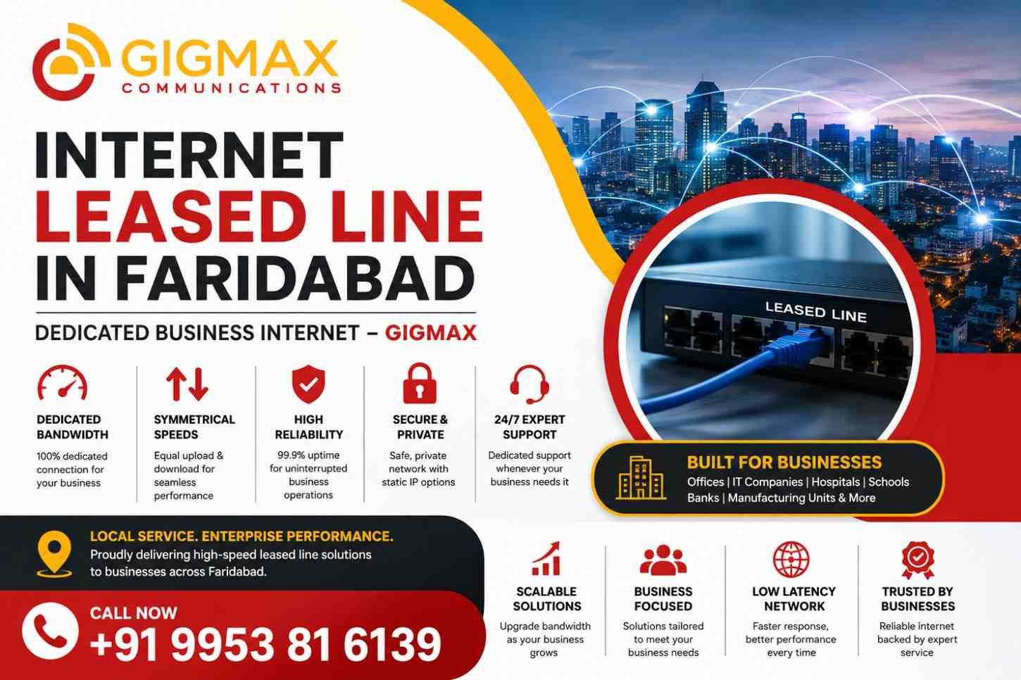 Internet Leased Line in Faridabad | Dedicated Business Internet – GIGMAX
