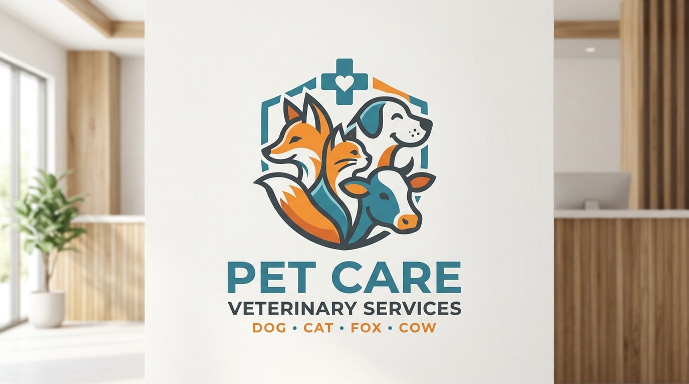 I Will Design Modern Animal Dog Cat Fox Cow Pet Care Veterinary Logo