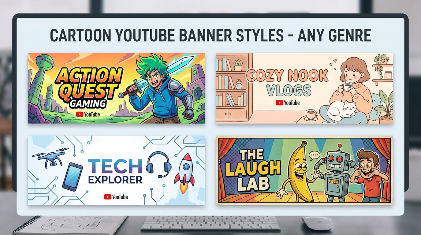 I Will Design Cartoon Banners For Your YouTube Channel In Any Style