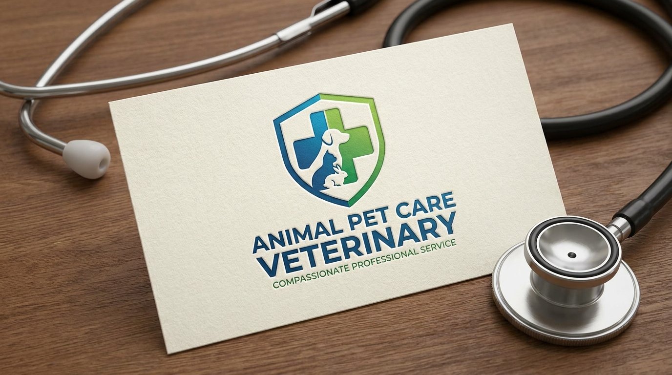 Modern Animal Dog, Cat, Fox & Cow Pet Care Veterinary Logo