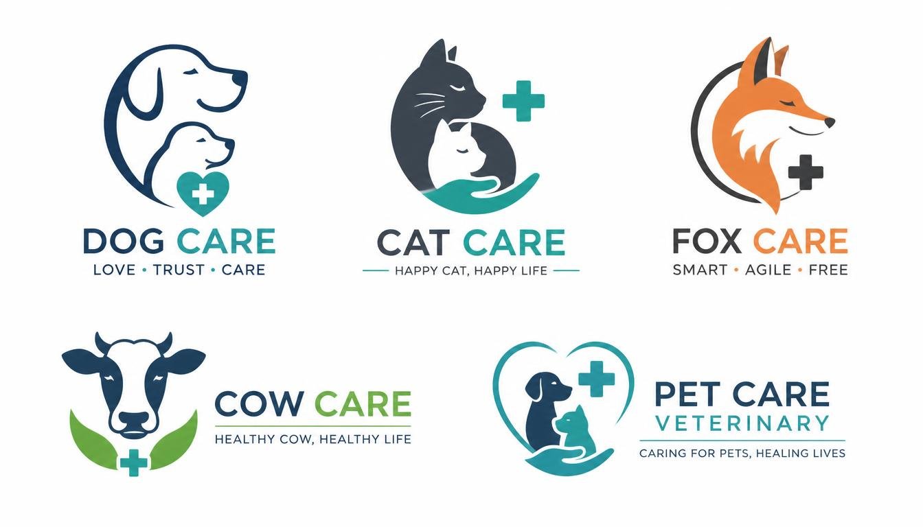 I Will Design Modern Dog Cat Fox Cow Pet Care Veterinary Logo
