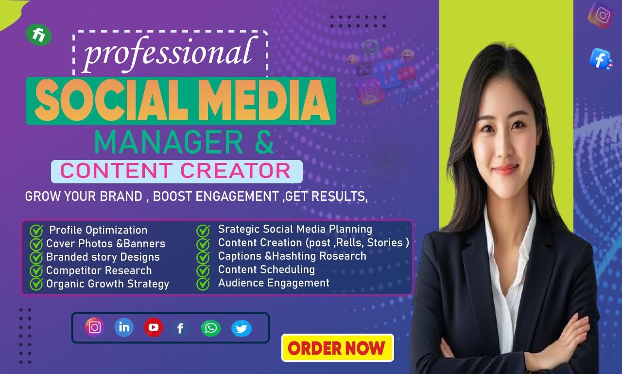 I will professionally manage social media and grow your brand online